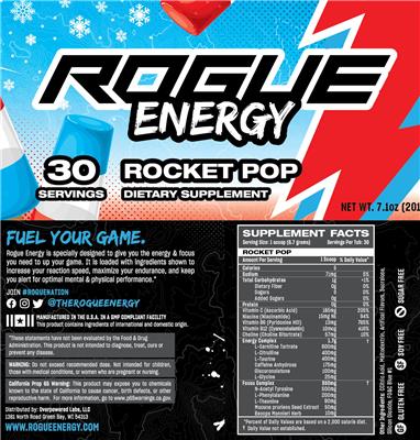 Rogue Energy Rocket Pop label