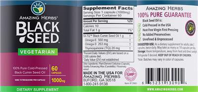 Black Seed 1000 mg label
