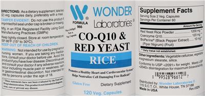 Co-Q10 & Red Yeast Rice label