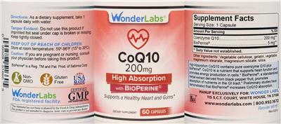 CoQ10 200 mg with BioPerine label