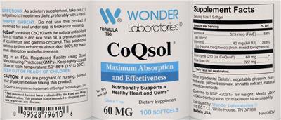 CoQsol 60 mg label