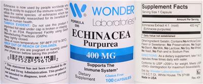 Echinacea Purpurea 400 mg label