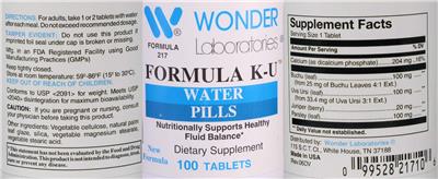 Formula K-U Water Pills label