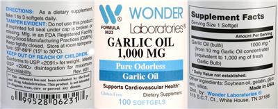 Garlic Oil 1,000 mg label