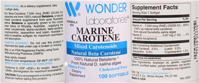 Marine Carotene label