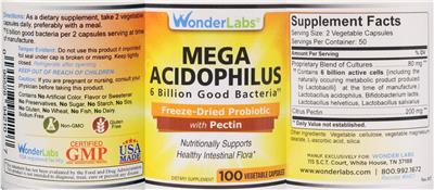 Mega Acidophilus label