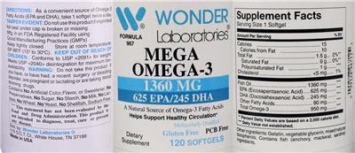 Mega Omega-3 1360 mg label