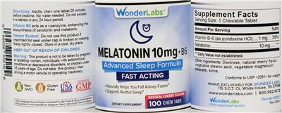 Melatonin 10 mg + B6 Natural Cherry label