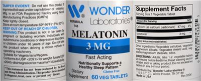 Melatonin 3 mg label