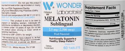 Melatonin Sublingual 2.5 mg (2,500 mcg) Fruit Flavored label