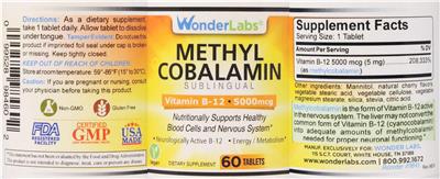 Methyl Cobalamin 5000 mcg label