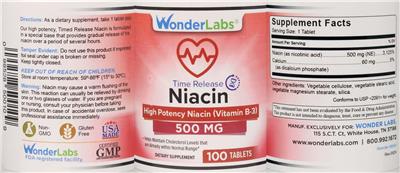 Niacin Time Release 500 mg label