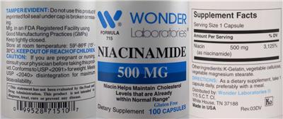 Niacinamide 500 mg label
