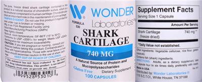 Shark Cartilage 740 mg label