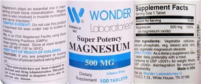 Super Potency Magnesium 500 mg label