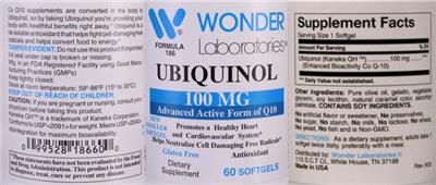 Ubiquinol 100 mg label