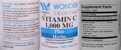 Vitamin C 1,000 mg plus Herbs label