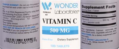 Vitamin C 500 mg label