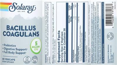 Bacillus Coagulans 5 Billion label
