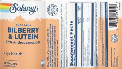 Bilberry & Lutein Once Daily label