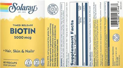 Biotin 5000 mcg label