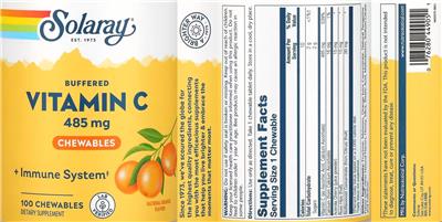 Buffered Vitamin C Chewable 485 mg Natural Orange Flavor label