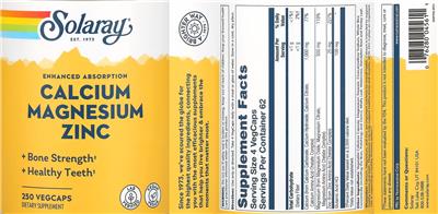 Calcium Magnesium Zinc label