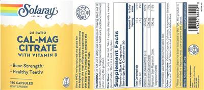Cal-Mag Citrate 2:1 Ratio label