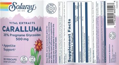 Caralluma Vital Extracts 500 mg label