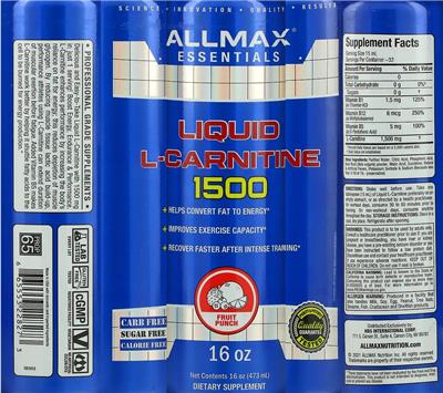 Liquid L-Carnitine 1500 Fruit Punch label