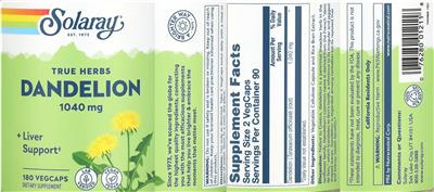 Dandelion 1040 mg label