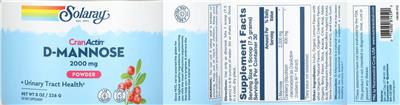 CranActin D-Mannose Powder 2000 mg label