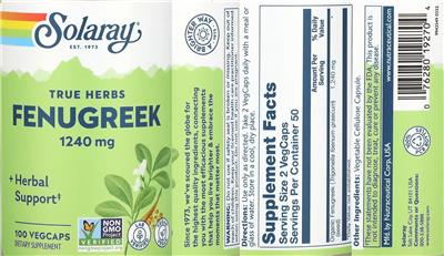Fenugreek 1240 mg label