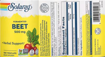 Fermented Beet 500 mg label