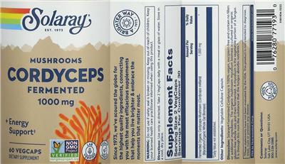 Fermented Cordyceps 1000 mg label