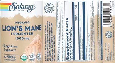 Fermented Organic Lion's Mane 1000 mg label