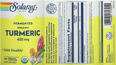 Fermented Organic Turmeric 425 mg label