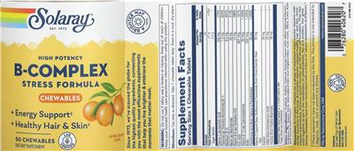High Potency B-Complex Chewables Natural Orange Flavor label