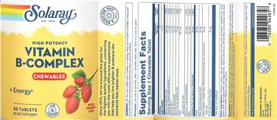 High Potency Vitamin B-Complex Chewables Natural Strawberry Flavor label