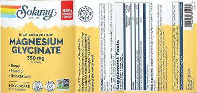 Higher Absorption Magnesium Glycinate 350mg label