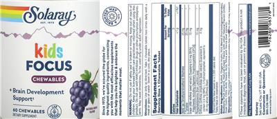 Kids Focus Chewables Natural Grape Flavor label