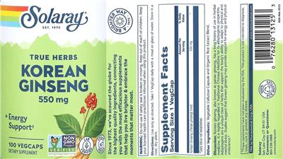 Korean Ginseng 550 mg label