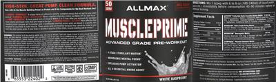 MusclePrime White Raspberry label