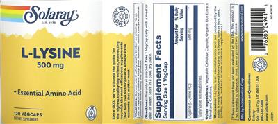 L-Lysine 500 mg label