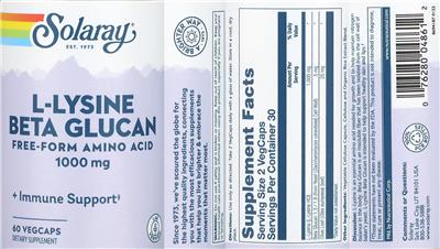 L-Lysine Beta Glucan 1000 mg label