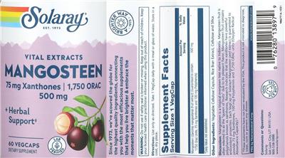 Mangosteen 500 mg label