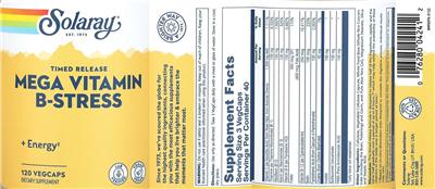 Mega Vitamin B-Stress Timed Release label