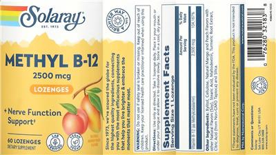 Methyl B-12 Lozenges 2500 mcg Natural Mango Peach Flavor label