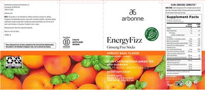 EnergyFizz Apricot Basil Flavor label