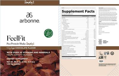 FeelFit Pea Protein Shake Simply1 Chocolate Flavor label